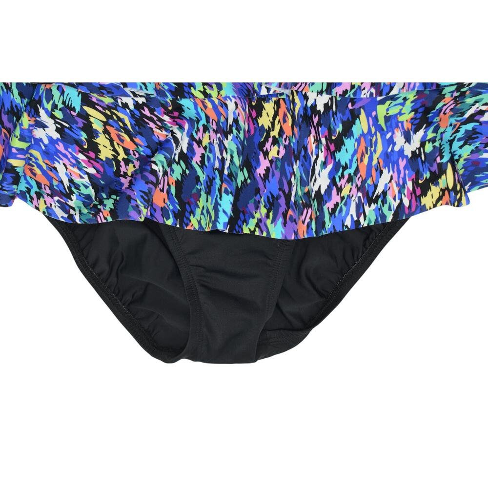 Swim Solutions Women's Printed Tiered Fauxkini In Rainbow Rain - Picture 4 of 5